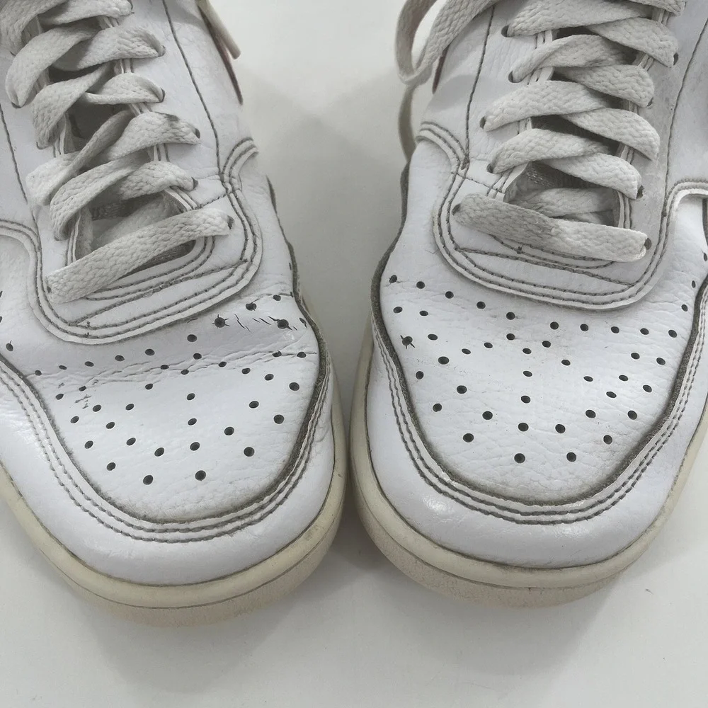 Nike Womens Court Vision Low 8 Leather Casual Shoe White Pink Swoosh‎ Sneaker